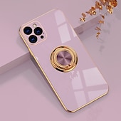 Недорогие Чехлы для iPhone-Чехол для телефона для iPhone 16e iPhone 16 iPhone 15 Pro Max Plus iPhone 14 13 12 11 Pro Max Mini X XR XS Max 8 7 Plus чехол с подставкой кольцом защитой объектива камеры TPU с покрытием