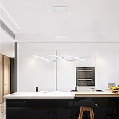 voordelige Eilandlichten-2-lichts 80/100cm led hanglamp aluminium lijn design curl wave design verstelbare kroonluchter nordic style eetkamer woonkamer verlichting 36w 110-240v alleen dimbaar met afstandsbediening