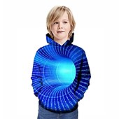 economico Visione 3D e Geometria del Ragazzo-Capodanno Da ragazzo 3D Fantasia geometrica Collage 3D Felpa e felpa con cappuccio Manica lunga Stampa 3D Attivo Streetwear Bambino