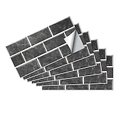 voordelige Tegelstickers-15x30cm 6 stks tegels muurstickers tegel verf backsplash verwijderbare waterdichte zelfklevende stickers woondecoratie woonkamer keuken badkamer decor (zwart, zelfklevende decoratieve muursticker