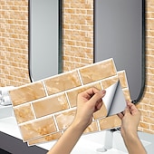 voordelige Tegelstickers-15x30cm 6 stks tegels muurstickers tegel verf backsplash verwijderbare waterdichte zelfklevende stickers woondecoratie woonkamer keuken badkamer decor (zwart, zelfklevende decoratieve muursticker