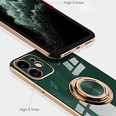 Недорогие Чехлы для iPhone-Чехол для телефона для iPhone 16e iPhone 16 iPhone 15 Pro Max Plus iPhone 14 13 12 11 Pro Max Mini X XR XS Max 8 7 Plus чехол с подставкой кольцом защитой объектива камеры TPU с покрытием