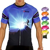 お買い得  メンズジャージ-男性用 サイクリングジャージー パターン柄 おかしい 半袖 バイク ジャージー トップス 3つのリアポケット付き マウンテンサイクリング ロードバイク 速乾性 反射性ストリップ 後ポケット モイスチャーコントロール スポーツ イエロー レッド ブルー 衣類