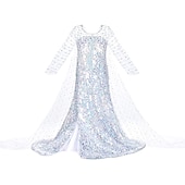 abordables Costumes pour filles-La Reine des neiges Princesse Elsa Robe Robe de demoiselle d&#039;honneur Combinaison A-ligne Robe à Motifs Cosplay de Film for Fille Journée des enfants Mascarade Mariage robe demoiselle d honneur