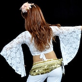 cheap Belly Dancewear-Belly Dance Top Lace Women&#039;s Performance Training Long Sleeve Lace