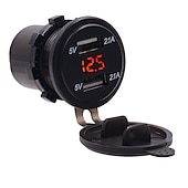 voordelige Auto-oplader-Dubbele USB Auto Lader Stopcontact Adapter - Waterdicht 5V 4.2A Snellader voor Mobiele Telefoons met Voltmeter  10A Veilige voor 12-24V Auto Boot Motorfiets