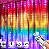 olcso USB-tápellátás-ablak függöny zsinór lámpák 300 led csillogó csillag 3m x 3m függő tündérfények esküvői dekoráció 8 világítási mód hálószobához esküvői partihoz otthoni kert fali dekoráció usb tápellátás ir