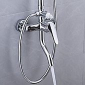 cheap Shower Faucets-Shower Faucet,Shower System Rainfall Shower Head System Set Handshower Included pullout Multi Spray Shower Contemporary Traditional Electroplated Mount Outside Ceramic Valve Bath Shower Mixer Taps