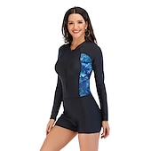 halpa Ihottumavartiot-Naisten Rashguard-uimapuku UV-aurinkosuojaus UPF50+ Hengittävä Pitkähihainen Spandex Kokopuku Uimapuku Etuvetoketju Boyleg-alushousut Uinti Lainelautailu Hiekkaranta Vesiurheilu Kevät Kesä / Kevyt