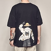 cheap Cartoon &amp; Movie Character Graphic-One Piece Monkey D. Luffy Cosplay Costume T-shirt Anime Graphic Prints Printing Harajuku Graphic For Men&#039;s Women&#039;s Adults&#039; Back To School