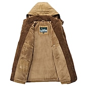 billiga Herrjackor och -rockar-herr vinter fleecejacka militära taktiska jackor tjocka varma jackor avtagbar luva vindjacka sport trenchcoats topp parka plus size fleecefoder flerfickor fritids ytterkläder brun