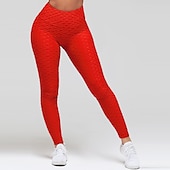 cheap Yoga Leggings &amp; Tights-Bubble Butt Leggings High Waisted Running Yoga Pants for Women,Butt Lift Scrunch Workout Leggings Tiktok black gray green red S M L XL XXL
