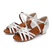 voordelige Dansschoenen voor kinderen-Meisjes satijnen latin dansschoenen met bandjes, flexibele zool en lage hak – ideaal voor ballroom- of salsa-optredens