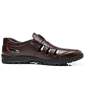 voordelige Jurk sandalen-Bruine, ademende sandalen met gesloten neus van imitatieleer voor heren – casual instapschoenen met uitsparingen voor zomerse wandelingen, dagelijks gebruik en buitenactiviteiten