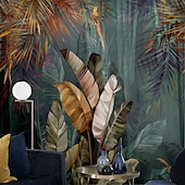 cheap Wallpaper-Mural Wallpaper Wall Sticker Covering Print Peel and Stick Removable Tropical Palm Leaf Canvas Home Décor