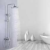 cheap Shower Faucets-Shower Faucet,Shower System Rainfall Shower Head System Set Handshower Included pullout Multi Spray Shower Contemporary Traditional Electroplated Mount Outside Ceramic Valve Bath Shower Mixer Taps