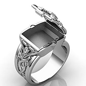 cheap Rings-Men&#039;s Ring with Secret Compartment Mini Clamshell Storage Box Design Retro Carved Band Rings Punk Hip Hop Party Jewelry Unique Gift for Men Women Rapper Biker Gold/Wedding Party / Color Size 6-14