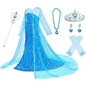 abordables Costumes pour filles-La Reine des neiges Princesse Elsa Robe Robe de demoiselle d&#039;honneur Combinaison A-ligne Robe à Motifs Cosplay de Film for Fille Journée des enfants Mascarade Mariage robe demoiselle d honneur
