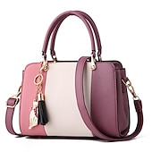 economico Borsette e borse tote-borsa a mano colorblock alla moda da donna con ciondolo a forma di gatto, perfetta per l&#039;uso quotidiano e le uscite informali