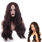 economico Parrucche sintetiche-parrucche grigie per le donne parrucche sintetiche lunghe ondulate parrucche ondulate lunghe d&#039;acqua parrucche ombre grigio biondo rosso parte centrale parrucche cosplay parrucche per feste di natale