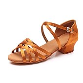voordelige Dansschoenen voor kinderen-Meisjes satijnen latin dansschoenen met bandjes, flexibele zool en lage hak – ideaal voor ballroom- of salsa-optredens