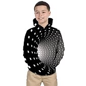 ieftine Viziune 3D și geometrie a băiatului-Băieți 3D Geometric Hanorac cu Glugă Manșon Lung Tipărire 3D Primăvară Iarnă Activ De Bază Copii Copil Zilnic