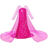 abordables Costumes pour filles-La Reine des neiges Princesse Elsa Robe Robe de demoiselle d&#039;honneur Combinaison A-ligne Robe à Motifs Cosplay de Film for Fille Journée des enfants Mascarade Mariage robe demoiselle d honneur