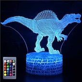 economico Luci notturne 3D-Lampada da illusione di dinosauro 3d a luce notturna Lampada da arredamento a 16 colori con telecomando per il bar della camera da letto da salotto I migliori giocattoli regalo per ragazze dei ragazzi