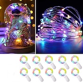 abordables Lumières de Noël-Guirlande lumineuse élégante à 10 LED pour réception de mariage, 1 m, 10 LED, fil de cuivre, alimentée par batterie, pour Noël, fête, mariage, décoration de la maison, sans batterie