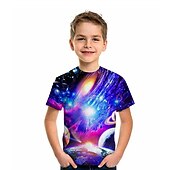 Kids Boys' Galaxy Planet T shirt Tee Short Sleeve 3D Print Graphic Rainbow Children Tops Summer Active Bright Cool 2-13 Years4