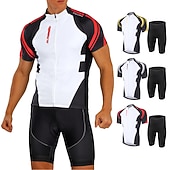 economico Set di abbigliamento da uomo-Per uomo Maglia da ciclismo con pantaloncini Manica Corta Estate Primavera Autunno Bianco / Nero Nero / Rosso Nero / giallo A Motivi Bicicletta Pantaloncini Protezione solare Asciugatura Rapida