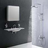 cheap Shower Faucets-Shower Faucet,Shower System Rainfall Shower Head System Set Handshower Included pullout Multi Spray Shower Contemporary Traditional Electroplated Mount Outside Ceramic Valve Bath Shower Mixer Taps