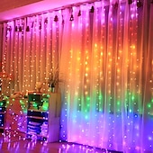olcso USB-tápellátás-ablak függöny zsinór lámpák 300 led csillogó csillag 3m x 3m függő tündérfények esküvői dekoráció 8 világítási mód hálószobához esküvői partihoz otthoni kert fali dekoráció usb tápellátás ir