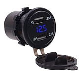 voordelige Auto-oplader-Dubbele USB Auto Lader Stopcontact Adapter - Waterdicht 5V 4.2A Snellader voor Mobiele Telefoons met Voltmeter  10A Veilige voor 12-24V Auto Boot Motorfiets