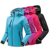 baratos Fleece &amp; Casacos 3 em 1-casaco feminino de caminhada softshell casaco com capuz casaco de lã de inverno impermeável exterior cor sólida térmica quente à prova de vento leve forro de lã casaco impermeável casaco de esqui escalada