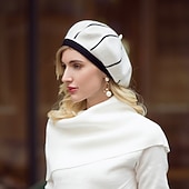 abordables Chapeaux de Fête-Chapeau béret en acrylique/coton et poils de lapin, style décontracté, style Kentucky Derby, Melbourne Cup, avec coiffe rayée