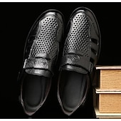 voordelige Jurk sandalen-Bruine, ademende sandalen met gesloten neus van imitatieleer voor heren – casual instapschoenen met uitsparingen voor zomerse wandelingen, dagelijks gebruik en buitenactiviteiten