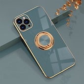 Недорогие Чехлы для iPhone-Чехол для телефона для iPhone 16e iPhone 16 iPhone 15 Pro Max Plus iPhone 14 13 12 11 Pro Max Mini X XR XS Max 8 7 Plus чехол с подставкой кольцом защитой объектива камеры TPU с покрытием