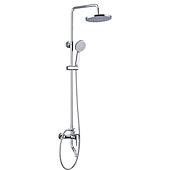 cheap Shower Faucets-Shower Faucet,Shower System Rainfall Shower Head System Set Handshower Included pullout Multi Spray Shower Contemporary Traditional Electroplated Mount Outside Ceramic Valve Bath Shower Mixer Taps