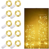 abordables Lumières de Noël-Guirlande lumineuse élégante à 10 LED pour réception de mariage, 1 m, 10 LED, fil de cuivre, alimentée par batterie, pour Noël, fête, mariage, décoration de la maison, sans batterie