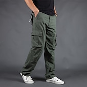 cheap Cargo Pants-Men's Cargo Pants Cargo Trousers Trousers Tactical Work Pants Straight Leg Flap Pocket Plain Comfort Breathable Full Length Outdoor Work Basic Tactical Black Army Green Inelastic