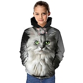 economico Animali 3D della Ragazza-Da ragazza 3D Pop art Animali Gatto Felpa e felpa con cappuccio Manica lunga Stampa 3D Attivo Bambino Scuola