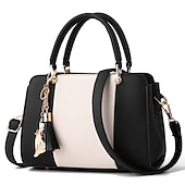 economico Borsette e borse tote-borsa a mano colorblock alla moda da donna con ciondolo a forma di gatto, perfetta per l&#039;uso quotidiano e le uscite informali