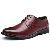 cheap Formal-Men&#039;s Navy Blue Faux Leather Oxford Shoes – Stylish Lace-Up Design for Business and Formal Wear