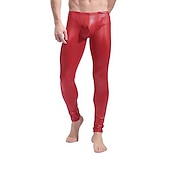 billige Sleep Bottom-Herre Sexy Bodies Bukser عادي Gatemote Stilfull Sexy Fest Nattklubb Nylon PU Lær Elegant Rett ben Bare bukser Vår, Høst, Vinter, Sommer Svart Rød