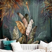 cheap Wallpaper-Mural Wallpaper Wall Sticker Covering Print Peel and Stick Removable Tropical Palm Leaf Canvas Home Décor
