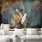 cheap Wallpaper-Mural Wallpaper Wall Sticker Covering Print Peel and Stick Removable Tropical Palm Leaf Canvas Home Décor
