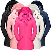 baratos Casacos Leves, Polares &amp; Caminhada-Mulheres Casaco com capuz Jaquetas 3-em-1 Jaqueta de Esqui Inverno Ao ar livre Térmico / Quente Prova-de-Água A Prova de Vento Respirável Casacos Anoraques Trench Coat Esqui Acampar e Caminhar Pesca