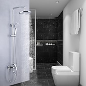 cheap Shower Faucets-Shower Faucet,Shower System Rainfall Shower Head System Set Handshower Included pullout Multi Spray Shower Contemporary Traditional Electroplated Mount Outside Ceramic Valve Bath Shower Mixer Taps