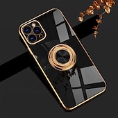 Недорогие Чехлы для iPhone-Чехол для телефона для iPhone 16e iPhone 16 iPhone 15 Pro Max Plus iPhone 14 13 12 11 Pro Max Mini X XR XS Max 8 7 Plus чехол с подставкой кольцом защитой объектива камеры TPU с покрытием